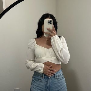 Cream crop long sleeve